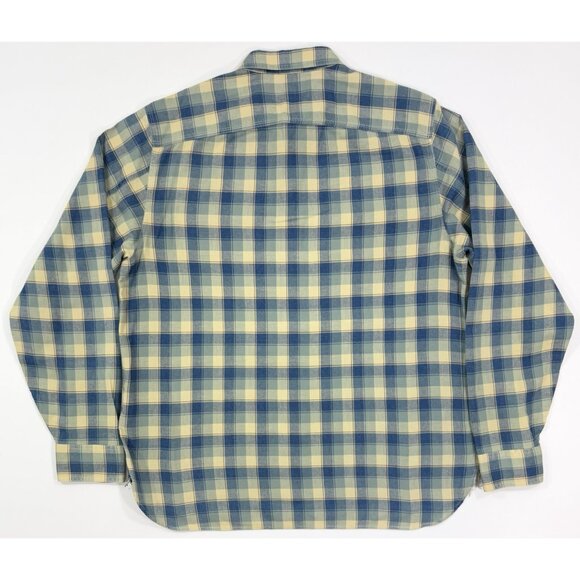 RRL Double RL Ralph Lauren Mens Popover Shirt Sz Large Blue Plaid Long Sleeve - Picture 5 of 12